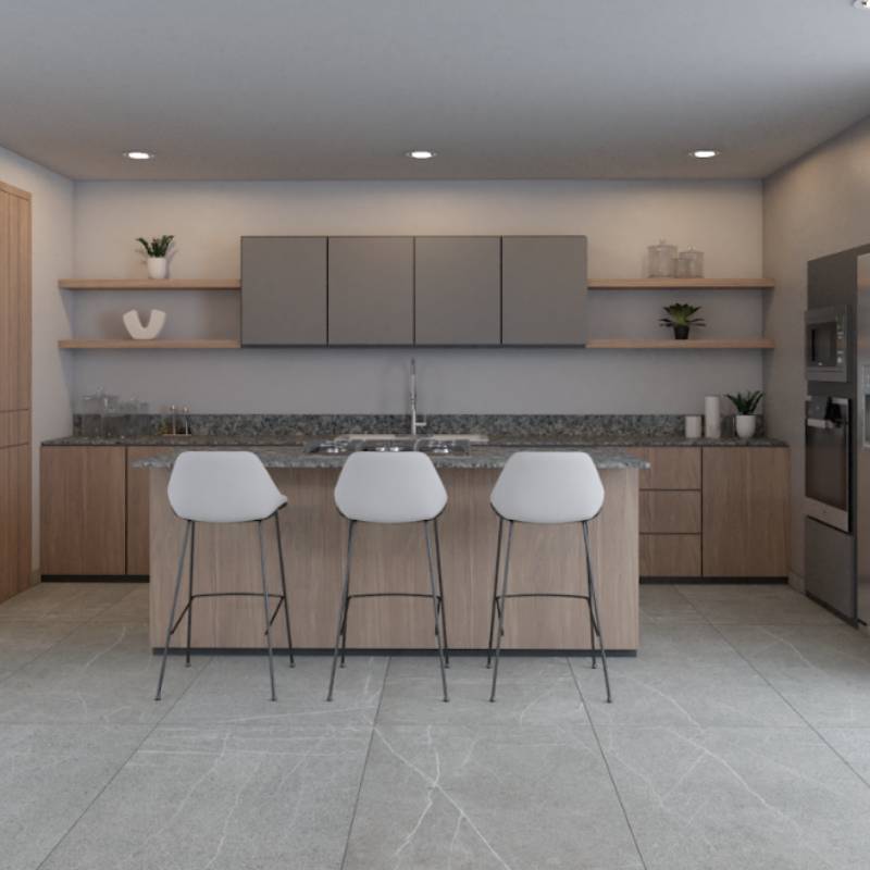 Cocina integral barra área social