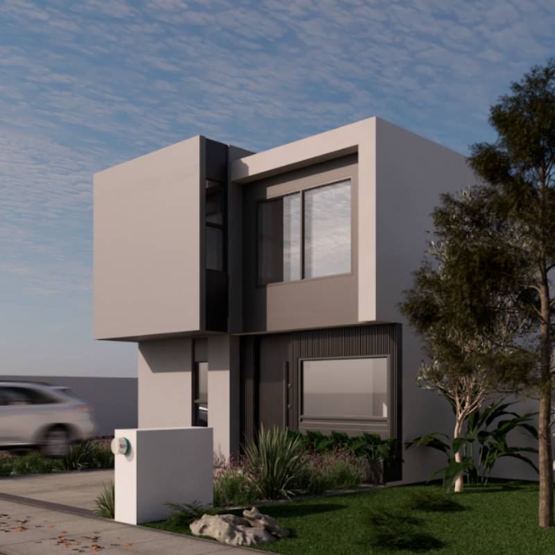 Fachada posterior área de jardín